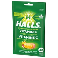 HALLS, Vitamine C, agrumes assortis, pastilles avec supplément 30 pastilles