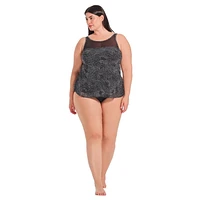 Haut de tankini évasé à col montant et empiècement en maille pour femme Krista Plus