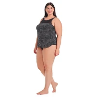 Haut de tankini évasé à col montant et empiècement en maille pour femme Krista Plus