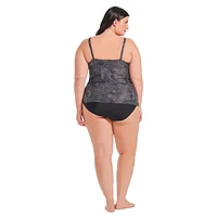 Haut de tankini évasé à col montant et empiècement en maille pour femme Krista Plus