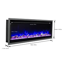 Commercial Series  Kennedy II  Smart Electric Fireplace, 60IN, Grey Frame