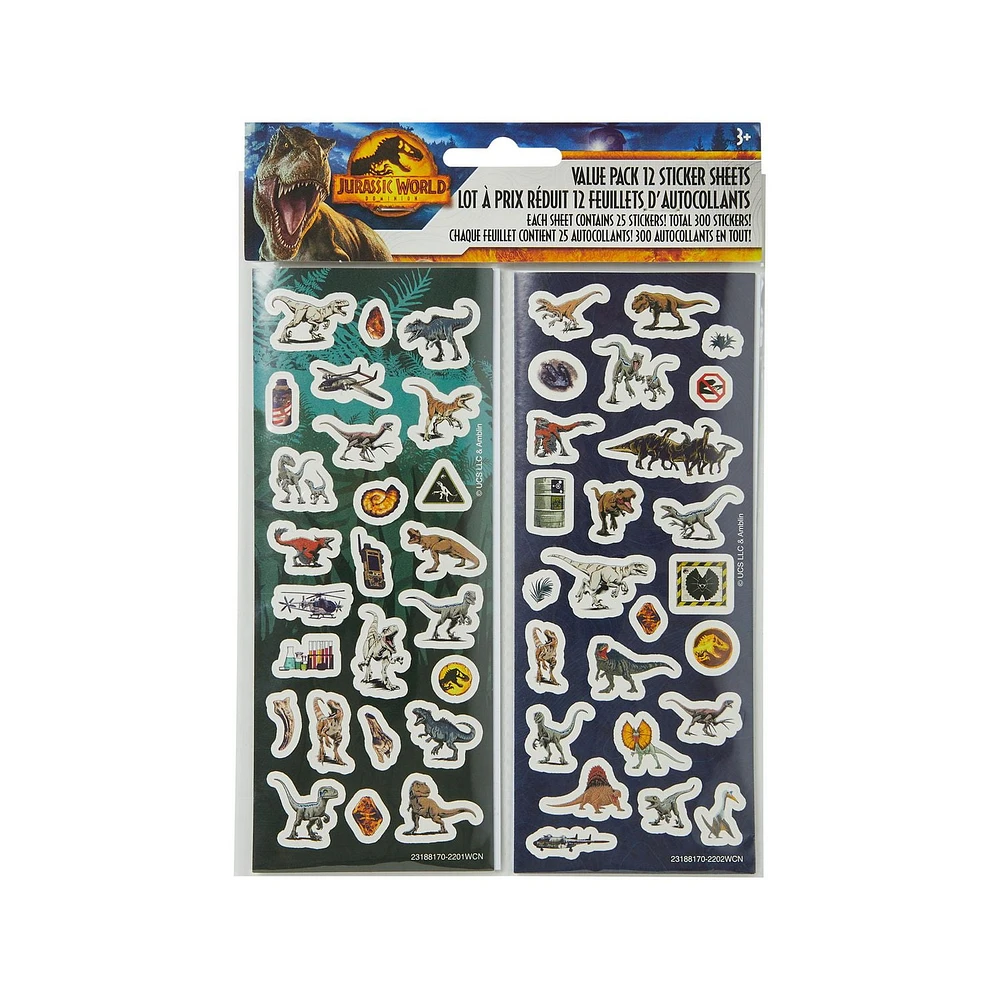 Jurassic World Value Pack Stickers, 300 Stickers, Jurassic Stickers