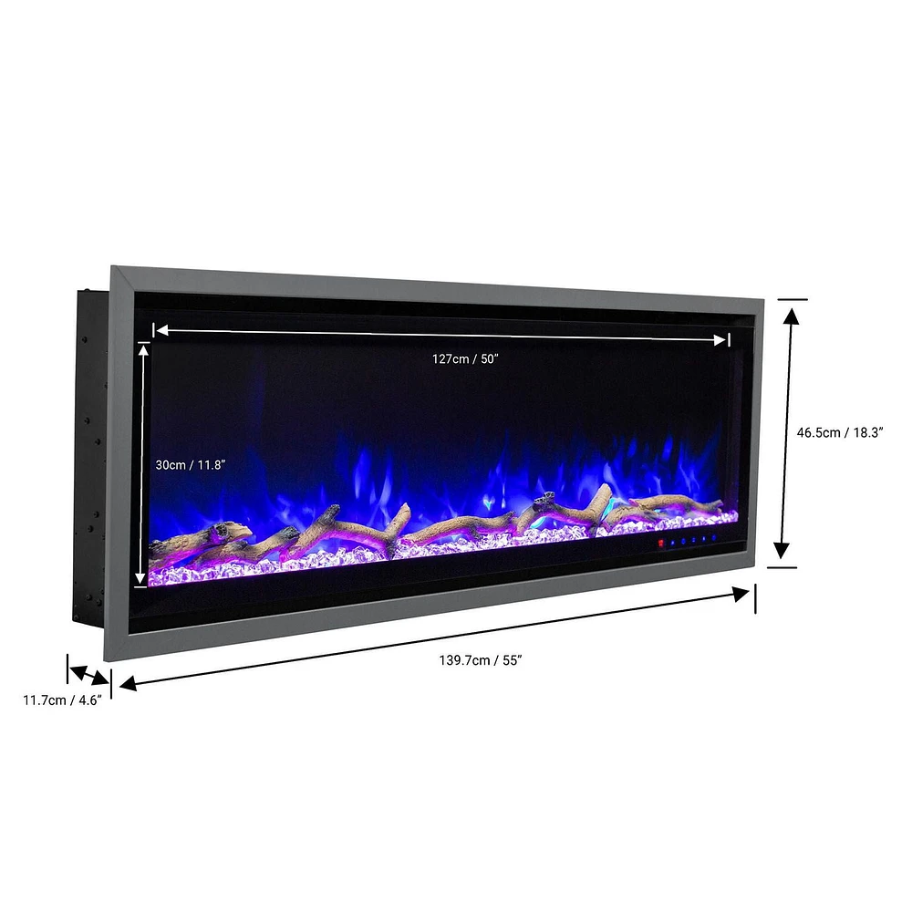 Kennedy II Commercial Grade Smart Electric Fireplace, 50IN