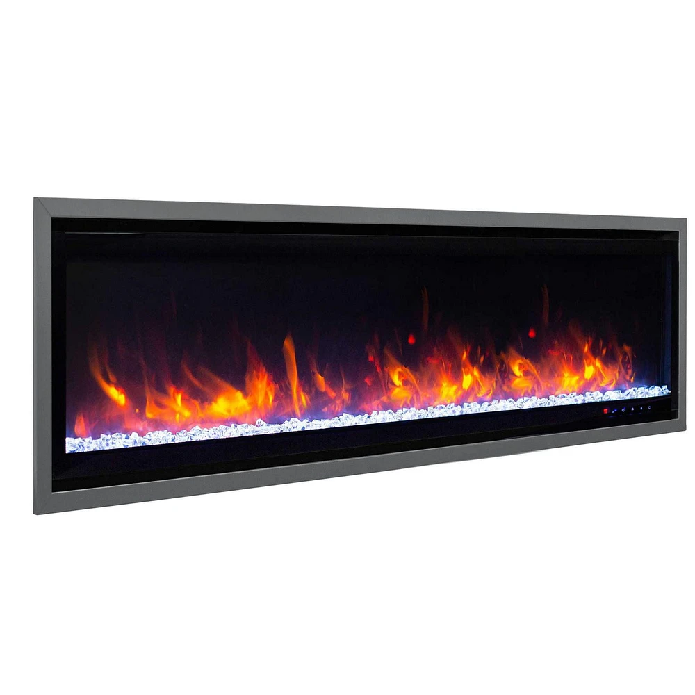 Commercial Series  Kennedy II  Smart Electric Fireplace, 60IN, Grey Frame