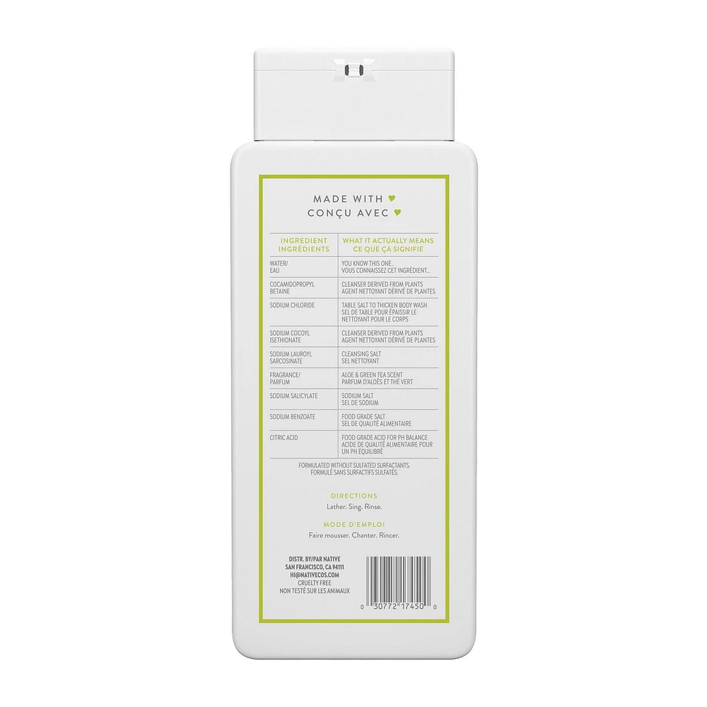 Nettoyant pour le corps Native Aloès et thé vert, 532 mL