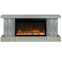 Electric Fireplace Floating Mantel Shelf with Lighting, Urban Cement