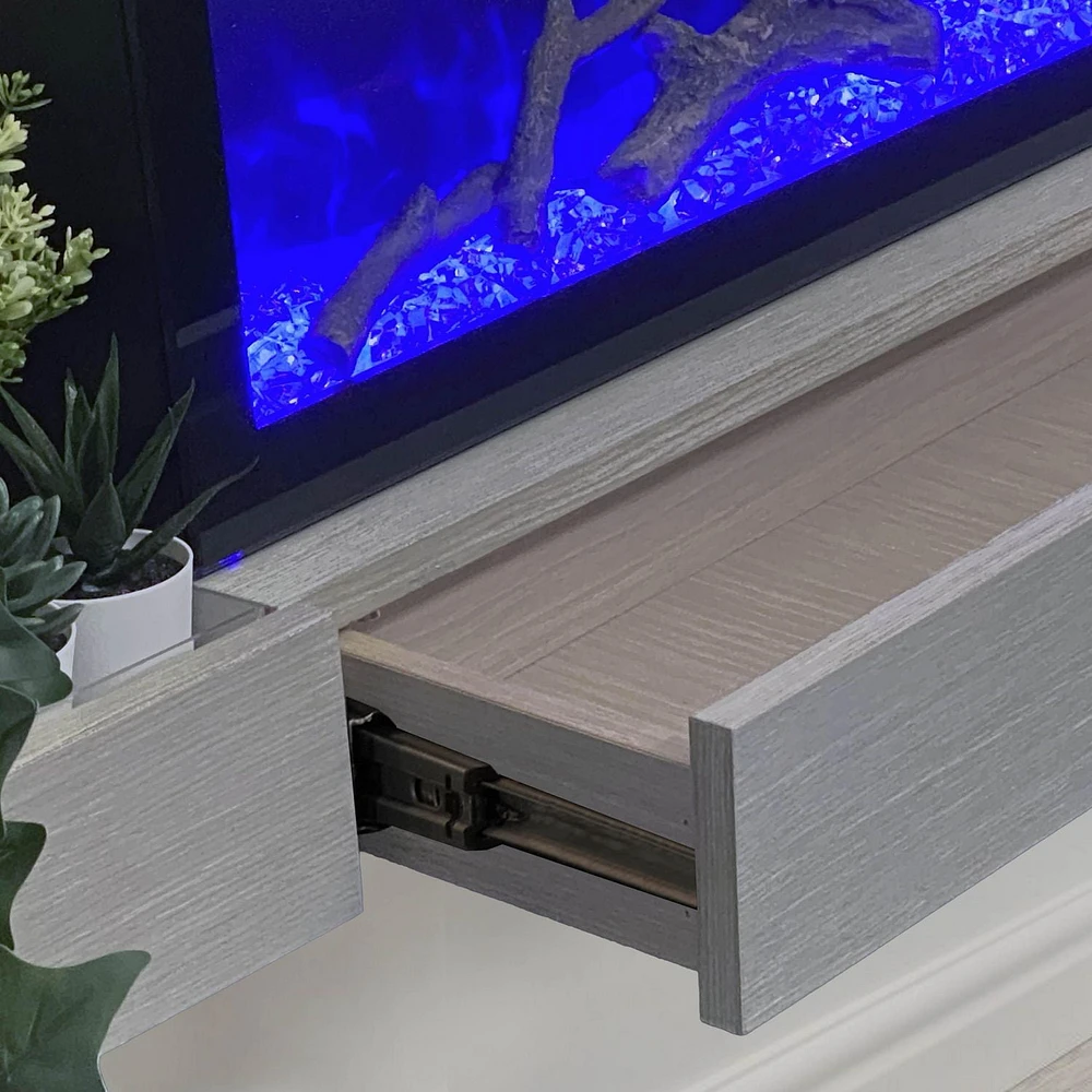 Electric Fireplace Floating Mantel Shelf with Lighting, Urban Cement