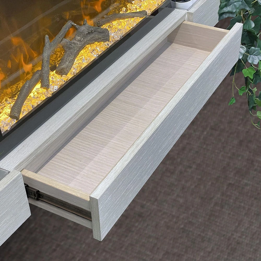 Electric Fireplace Floating Mantel Shelf with Lighting, Urban Cement