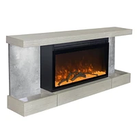 Electric Fireplace Floating Mantel Shelf with Lighting, Urban Cement