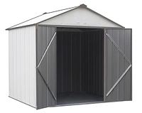 EZEE Shed Steel Storage 8 x 7 ft. Galvanized High Gable Cream with Charcoal Trim