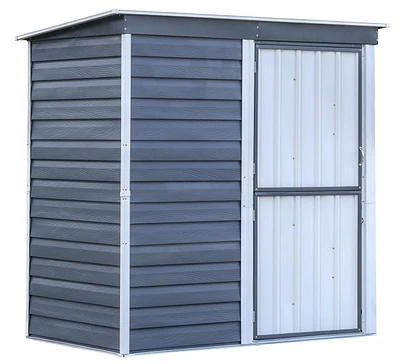 Shed-in-a-Box Steel Storage Shed 6 x 4 ft. Galvanized Charcoal/Cream