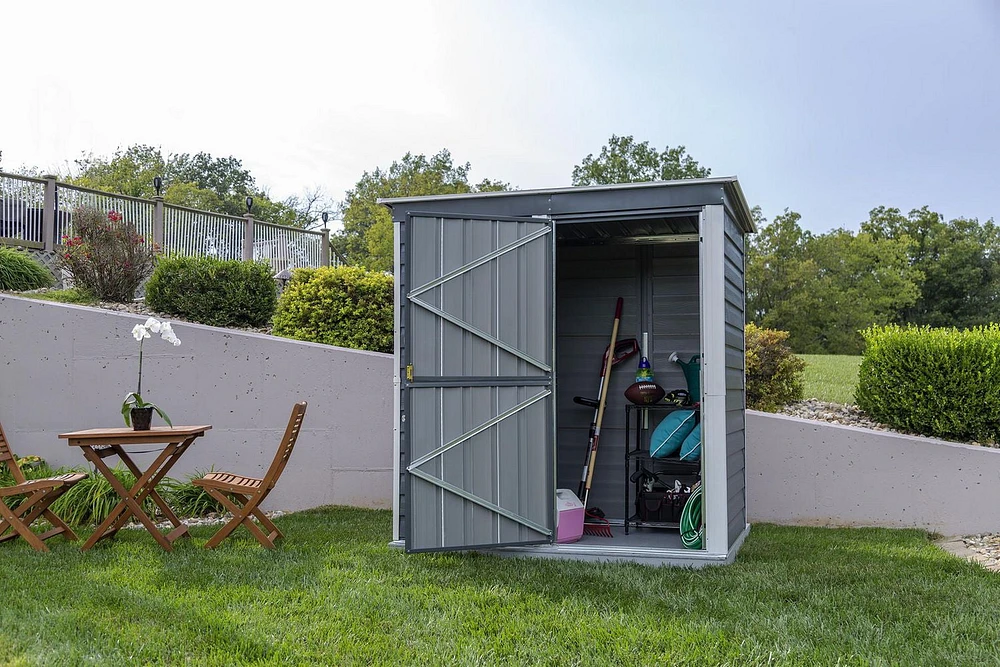 Shed-in-a-Box Steel Storage Shed 6 x 4 ft. Galvanized Charcoal/Cream