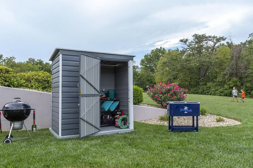 Shed-in-a-Box Steel Storage Shed 6 x 4 ft. Galvanized Charcoal/Cream