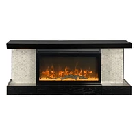 ActiveFlame Home Décor Series Fireplace Floating Mantel Shelf with Lighting, Hexagon Tile