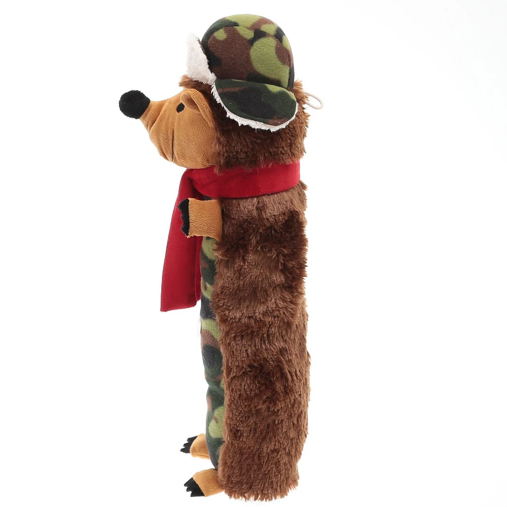 Holiday Time Large Squeaky Stuffed Dog Toy – Camo Hedgehog