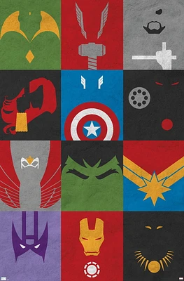 Marvel Comics - Avengers - Minimalist Grid Wall Poster, 14.725" x 22.375"