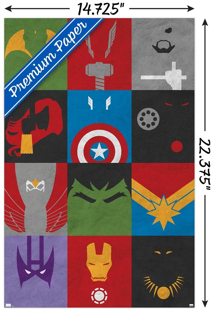 Marvel Comics - Avengers - Minimalist Grid Wall Poster, 14.725" x 22.375"