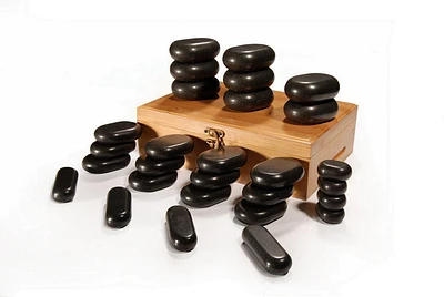 Master Massage 28 Piece Standard Basic Hot Stone Set Black Lava vocano Basalt Rock