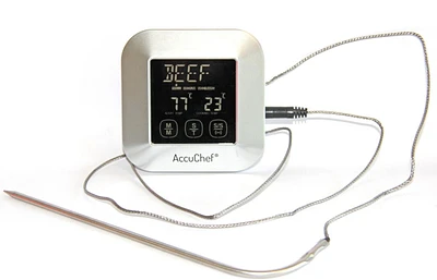 Thermomètre à viande câblé AccuChef avec sonde en acier inoxydable, modèle 2205, argenté Température de Cuission