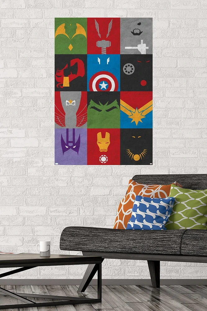 Marvel Comics - Avengers - Minimalist Grid Wall Poster, 22.375" x 34"