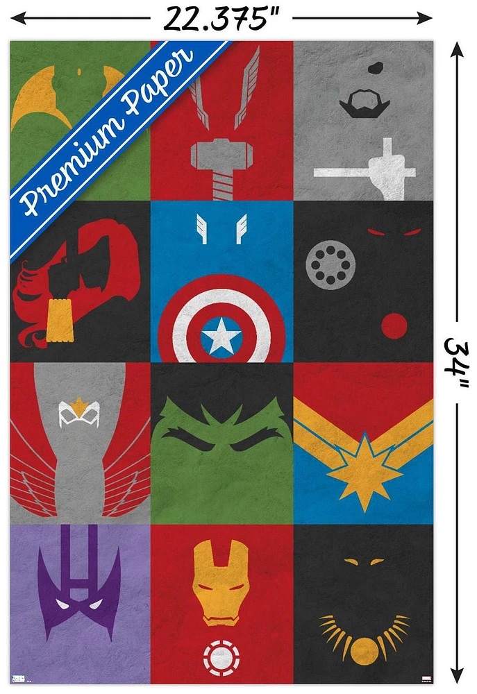 Marvel Comics - Avengers - Minimalist Grid Wall Poster, 22.375" x 34"