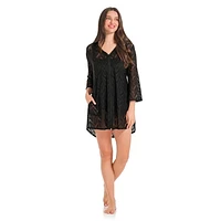 Krista Maillot de bain cache-maillot à capuchon en maille pour femme, vêtements plage légers