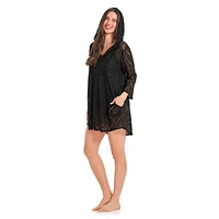 Krista Maillot de bain cache-maillot à capuchon en maille pour femme, vêtements plage légers
