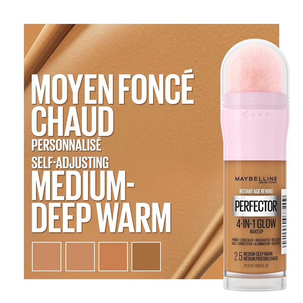 Maybelline New York Instant Age Rewind- Maquillage pour visage Instant Perfector 4-in-1 Glow Makeup, Clair-Pâle Maquillage 4-en-1 pour un look éclatant parfait.