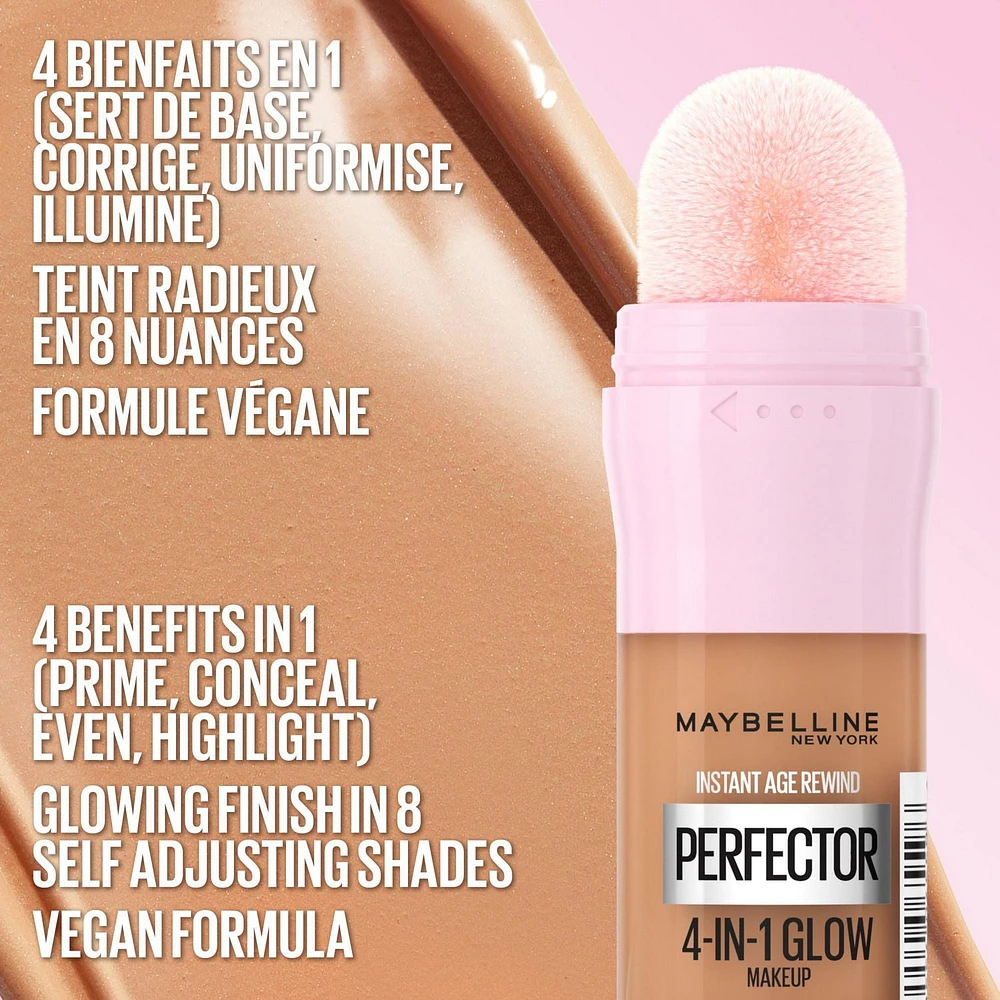 Maybelline New York Instant Age Rewind- Maquillage pour visage Instant Perfector 4-in-1 Glow Makeup, Clair-Pâle Maquillage 4-en-1 pour un look éclatant parfait.