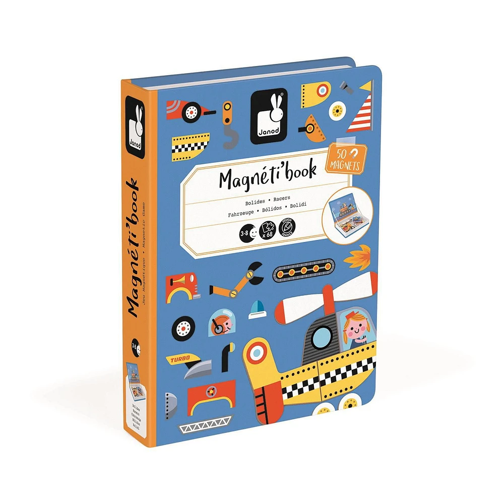 Janod • Racers Magneti’Book • 3 to 8 Years • Educational Magnetic Games Toy for Kids