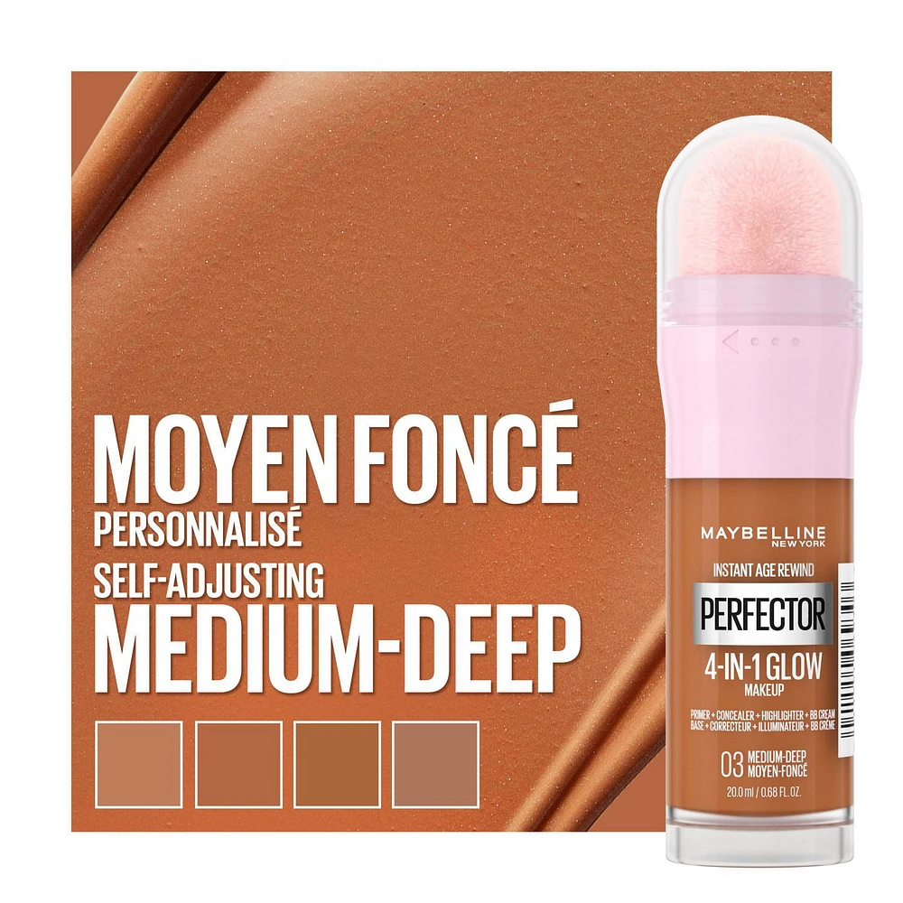 Maybelline New York Instant Age Rewind- Maquillage pour visage Instant Perfector 4-in-1 Glow Makeup, Clair-Pâle Maquillage 4-en-1 pour un look éclatant parfait.