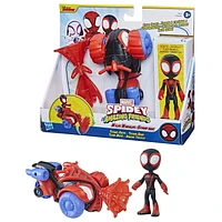 Marvel Spidey and His Amazing Friends Miles Morales: Spider-Man Techno Racer Set, Action Figure, Vehicle, and Accessory