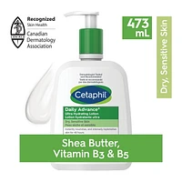 Cetaphil DailyAdvance Ultra Hydrating Lotion With Shea Butter and Vitamin E | 48hr Hydration | For Dry and Sensitive Skin | Dermatologist Recommended, 473ml