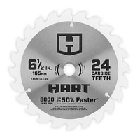 HART 6 1/2-inch 24 Tooth Circular Saw Blade, Thin kerf blade