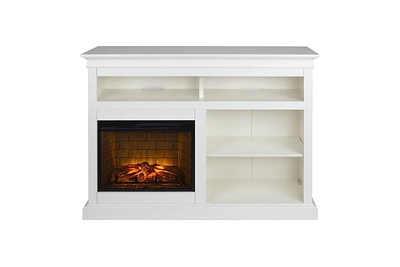 Wynford 55 in. Infrared Media Electric Fireplace with open storage White Finish