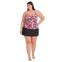 Krista Plus Women's V Neck Crossover Tankini Swim Top with Adjustable Straps and Bust Support