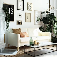 Mr. Kate Tess Sofa with Soft Pocket Coil Cushions, Small Space Living Room Furniture, White Linen