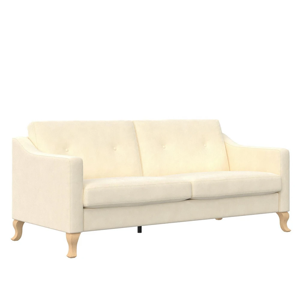 Mr. Kate Tess Sofa with Soft Pocket Coil Cushions, Small Space Living Room Furniture, White Linen