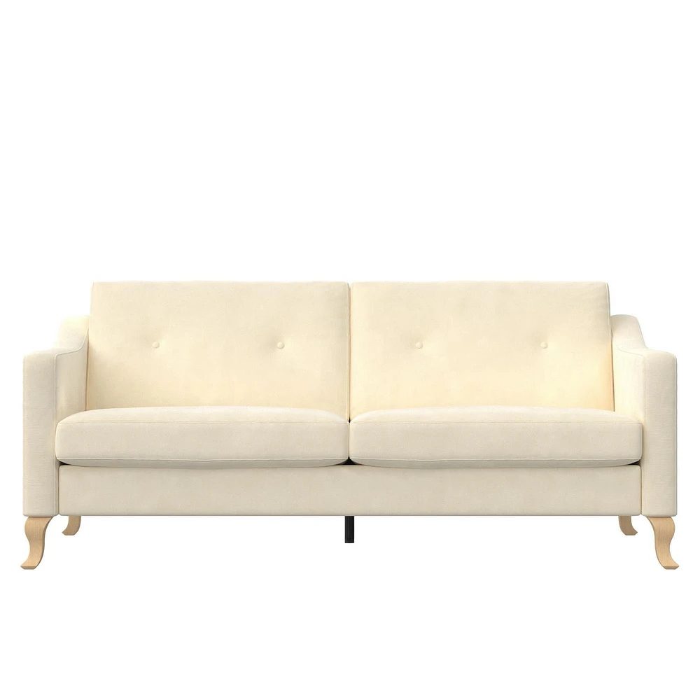 Mr. Kate Tess Sofa with Soft Pocket Coil Cushions, Small Space Living Room Furniture, White Linen