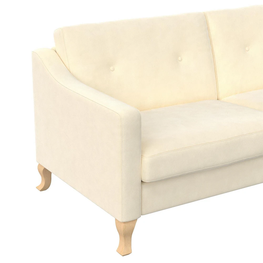 Mr. Kate Tess Sofa with Soft Pocket Coil Cushions, Small Space Living Room Furniture, White Linen