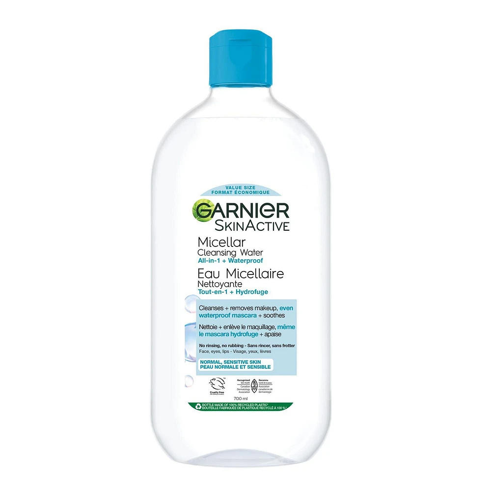 Garnier Micellar Water Makeup Remover All-In-One Cleanser, 700 mL, Cleanses & removes makeup