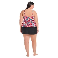 Krista Plus Women's V Neck Crossover Tankini Swim Top with Adjustable Straps and Bust Support