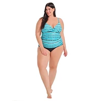 Krista Plus Haut de maillot de bain croisé tankini à col en V pour femme avec bretelles ajustables et soutien de la poitrine