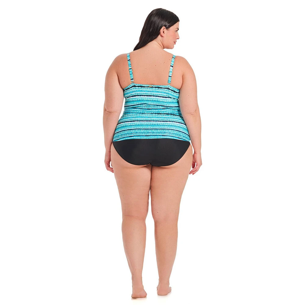 Krista Plus Haut de maillot de bain croisé tankini à col en V pour femme avec bretelles ajustables et soutien de la poitrine