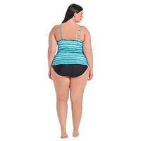 Krista Plus Haut de maillot de bain croisé tankini à col en V pour femme avec bretelles ajustables et soutien de la poitrine