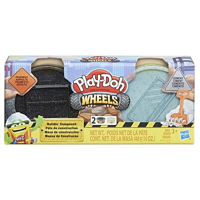 Play-Doh Wheels - Ensemble de 2 pots de 224 g de pâte de construction imitant le ciment et l'asphalte