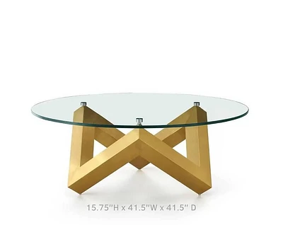 Sleek Tempered Glass Coffee Table with Glamorous Gold Legs – Modern,Elegance and Functionality