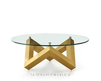 Sleek Tempered Glass Coffee Table with Glamorous Gold Legs – Modern,Elegance and Functionality