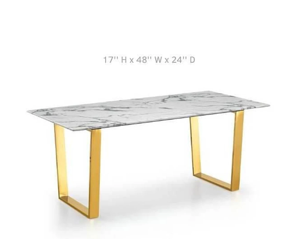 Stylish Coffee Table with Faux Marble Top and Luxe Gold Legs – Modern Elegance,Contemporary design, Stainless Steel legs.