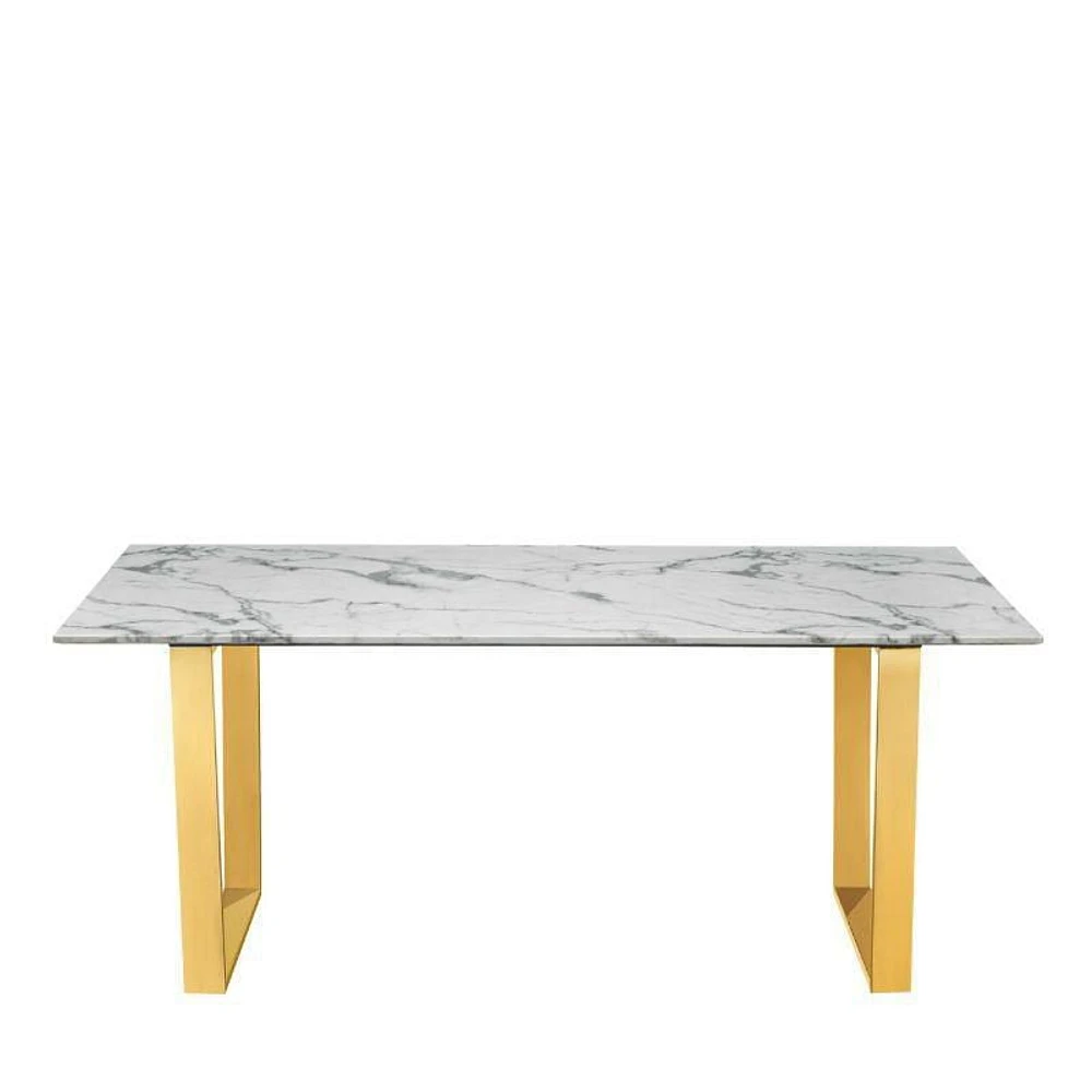 Stylish Coffee Table with Faux Marble Top and Luxe Gold Legs – Modern Elegance,Contemporary design, Stainless Steel legs.